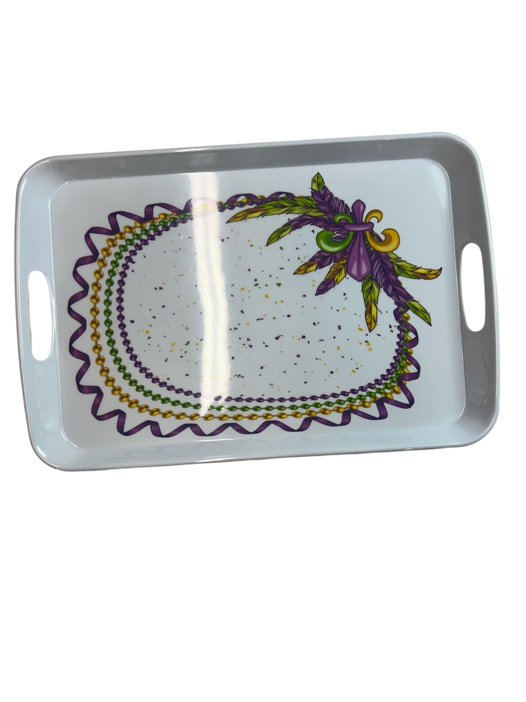 18" Beads & Feathers Melamine Tray