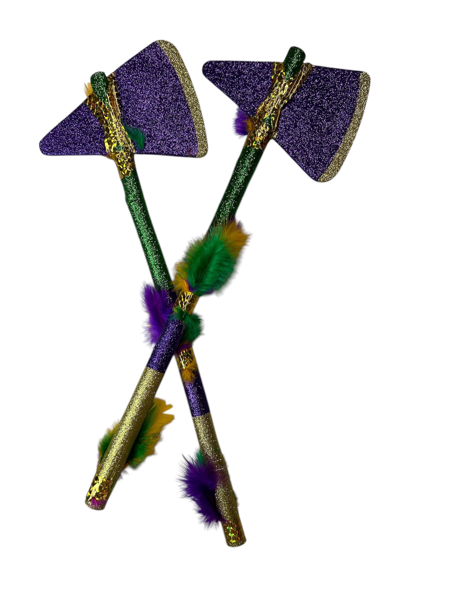 Purple, Green, and Gold Glitter 19" Tomahawks 6pc