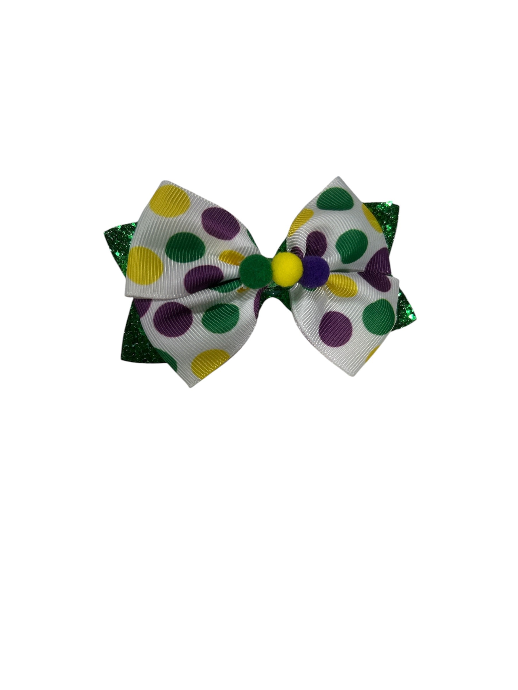 Purple, Green, and Gold Polka Dot Hair Bow