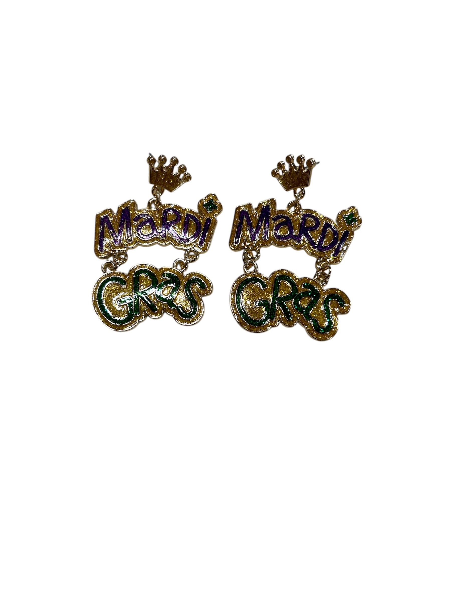 2" x 1.5" "Mardi Gras" Earrings