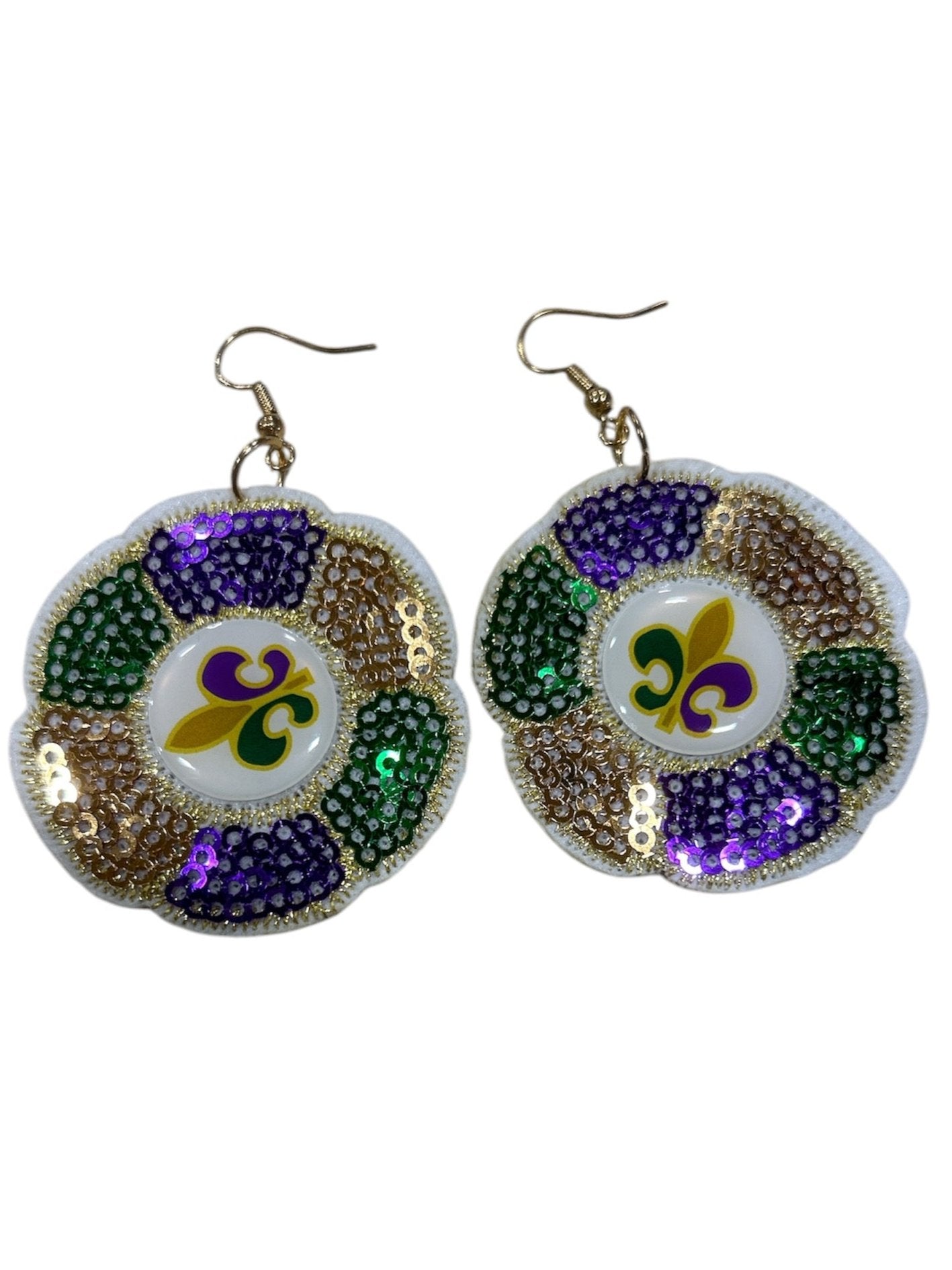 2" King Cake Earrings W/ FDL