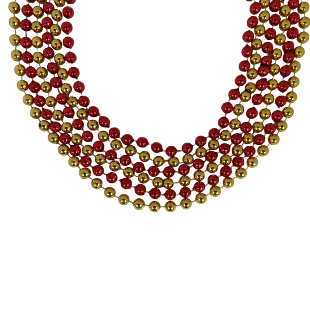40" 12mm Round Beads Red and Gold