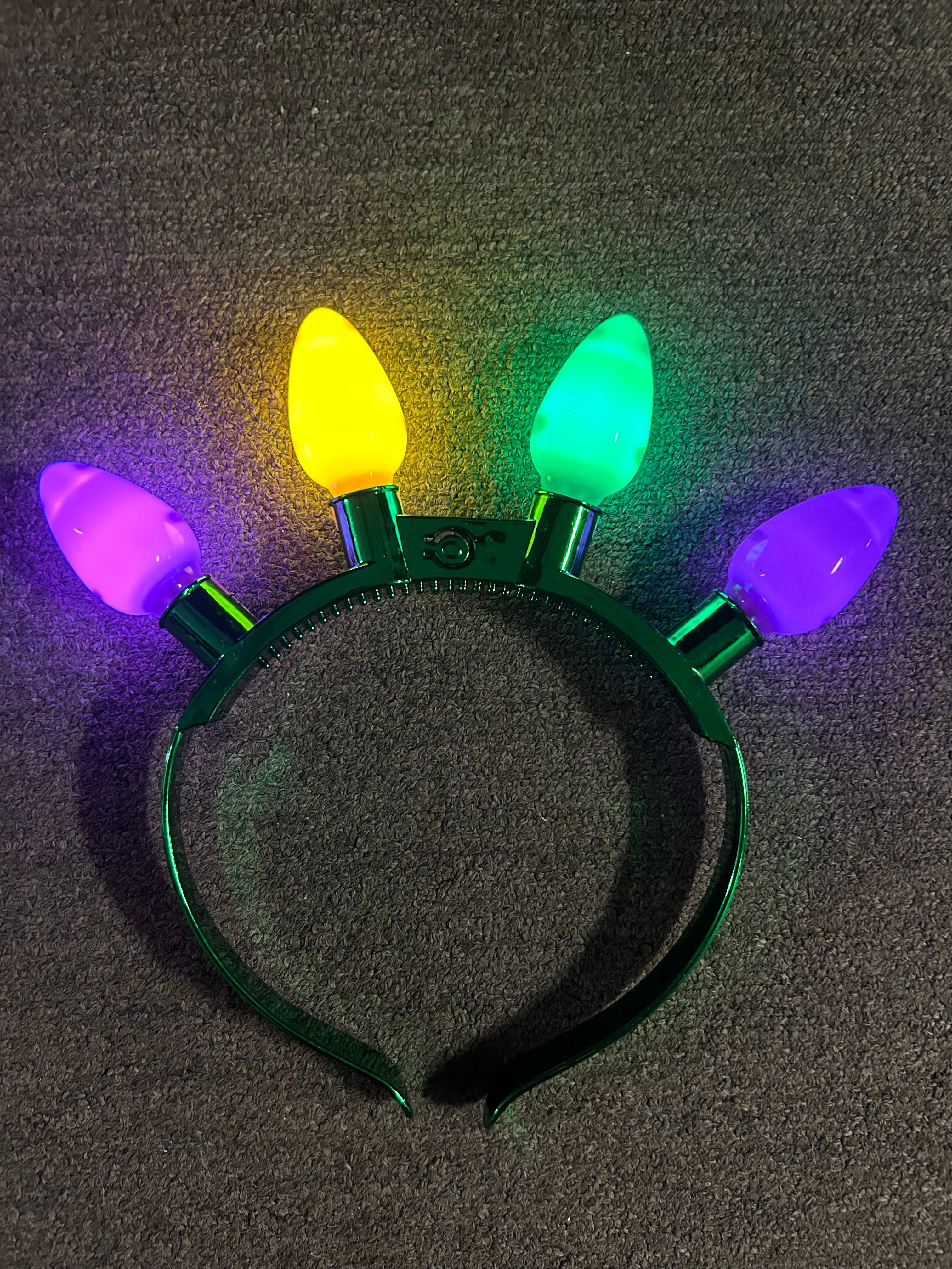 Purple, Green and Gold Light up Bulb Headband