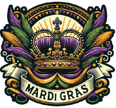 Mardi Gras Crown Sticker 3.43"x4.43"