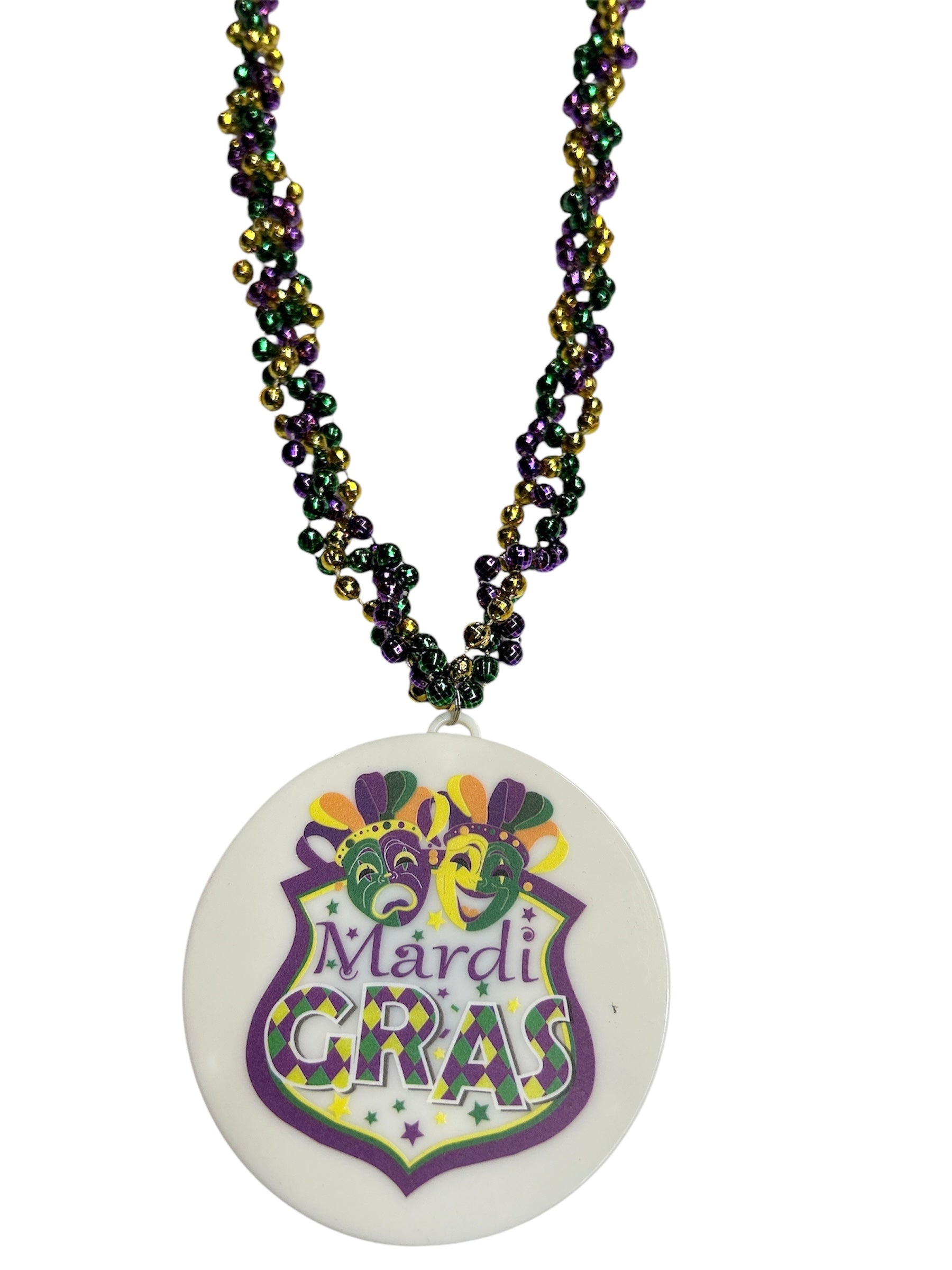 36" 7mm LU Mardi Gras Medallion Bead