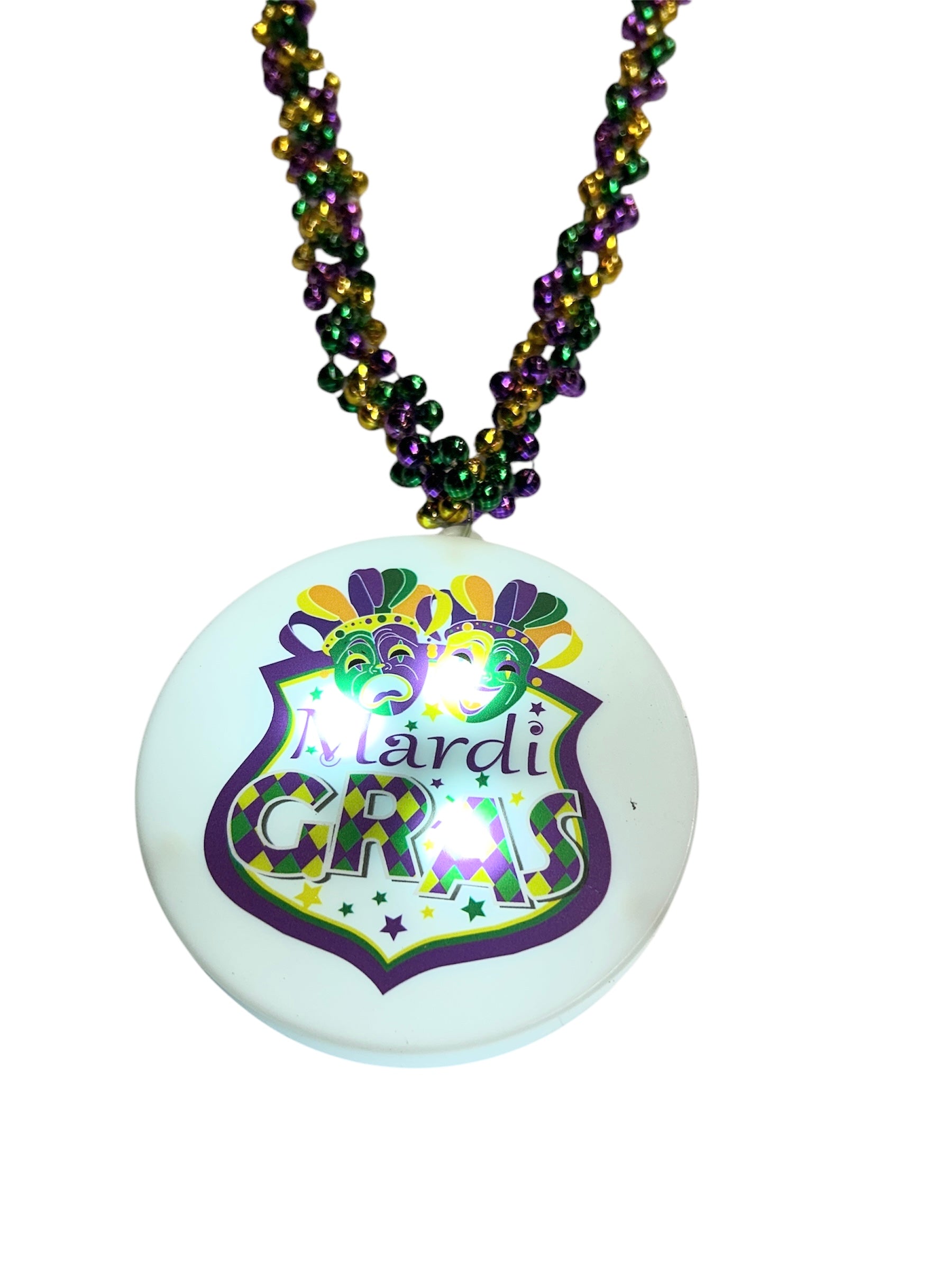 36" 7mm LU Mardi Gras Medallion Bead