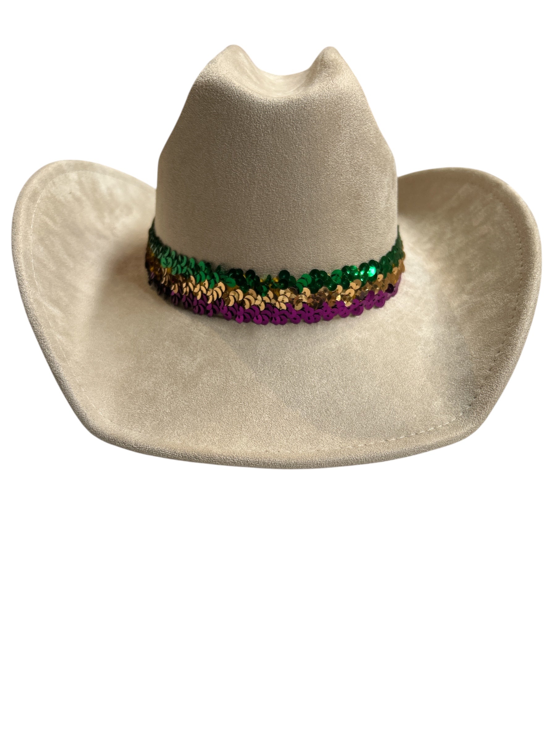 White Mardi Gras Cowboy Hat