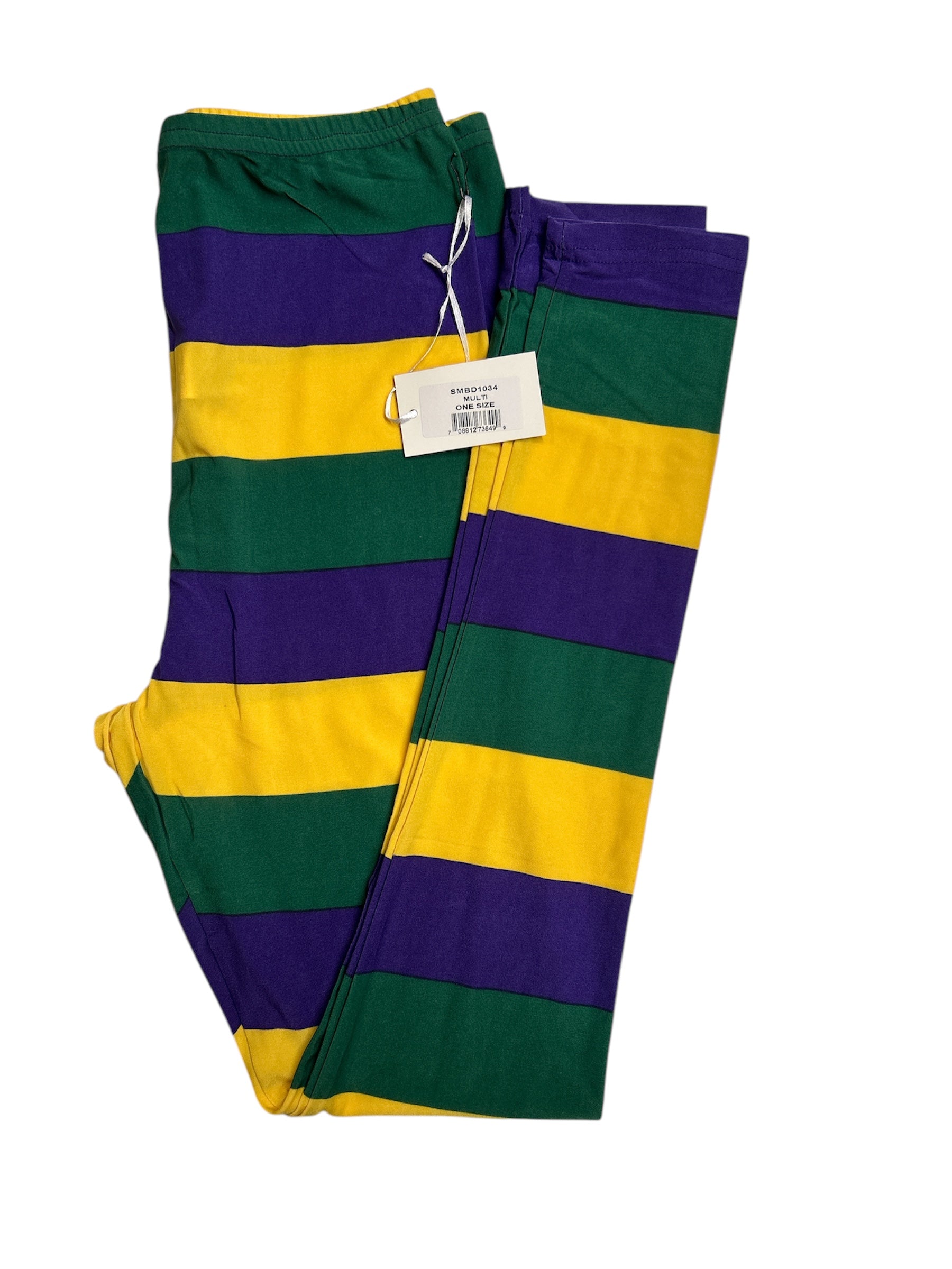 Mardi Gras Striped Leggings