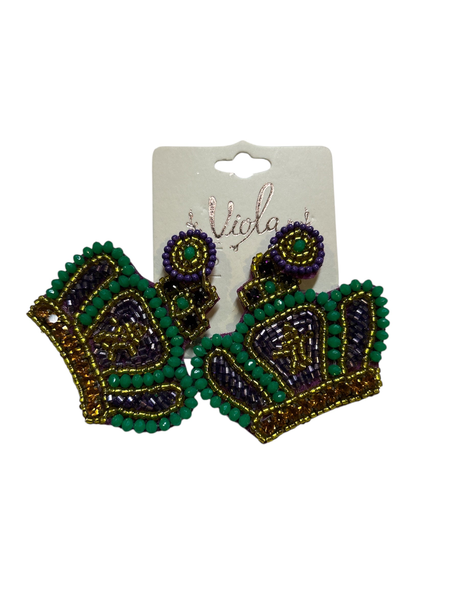 Mardi Gras Rhinestone Crown Earrings