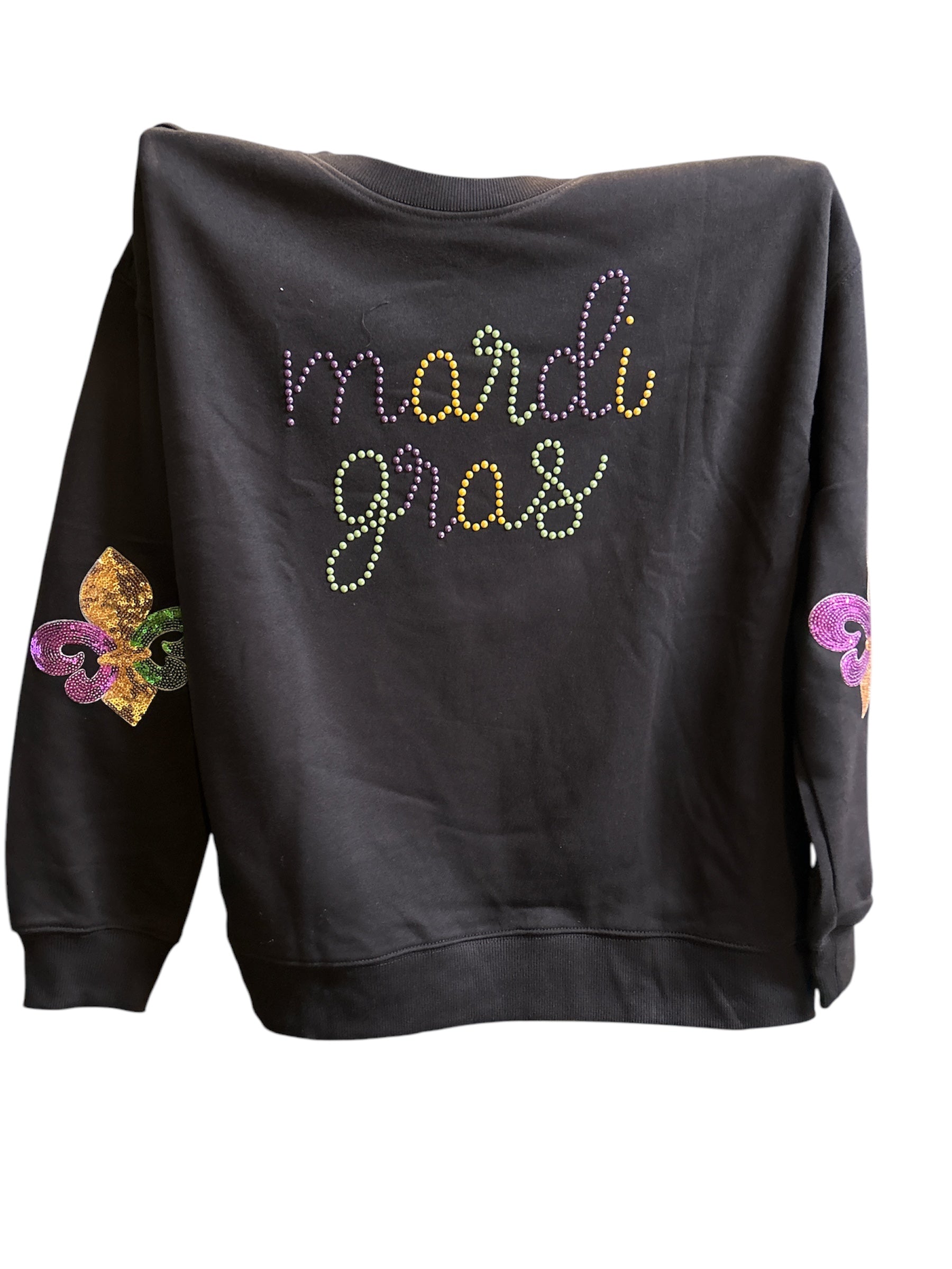 Black Sequin Mardi Gras Sweater