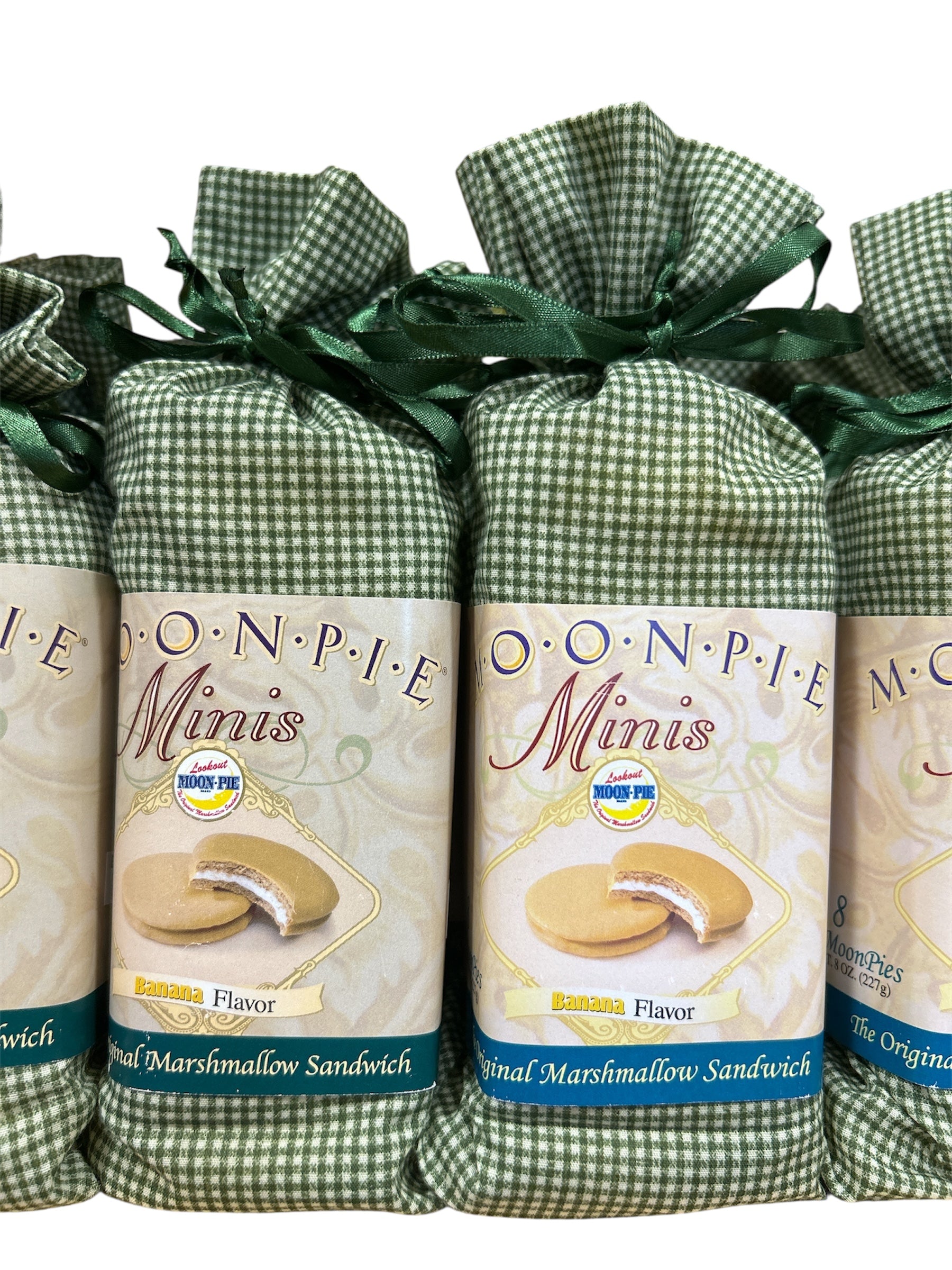 8pc Mini Banana Moon pies Gingham Gift Bag