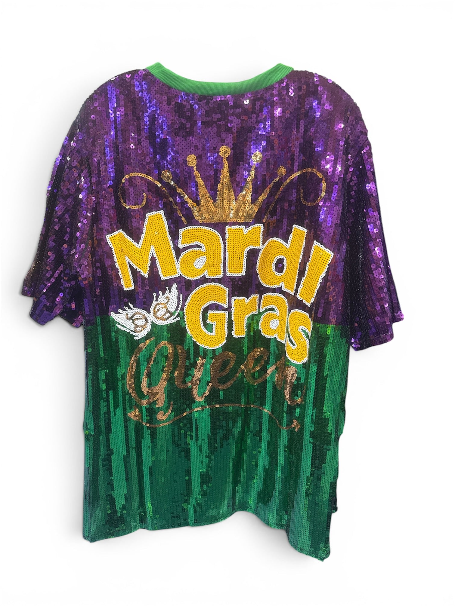 Purple Sequin Mardi Gras T Shirt Dress One Size