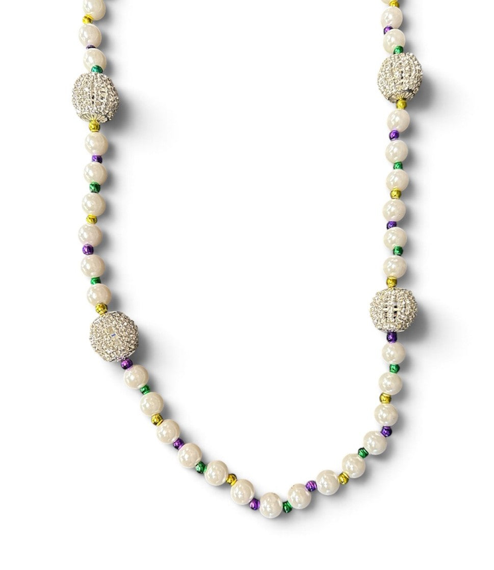 42" PGG & WP 4 Silver Rhinestones Bead