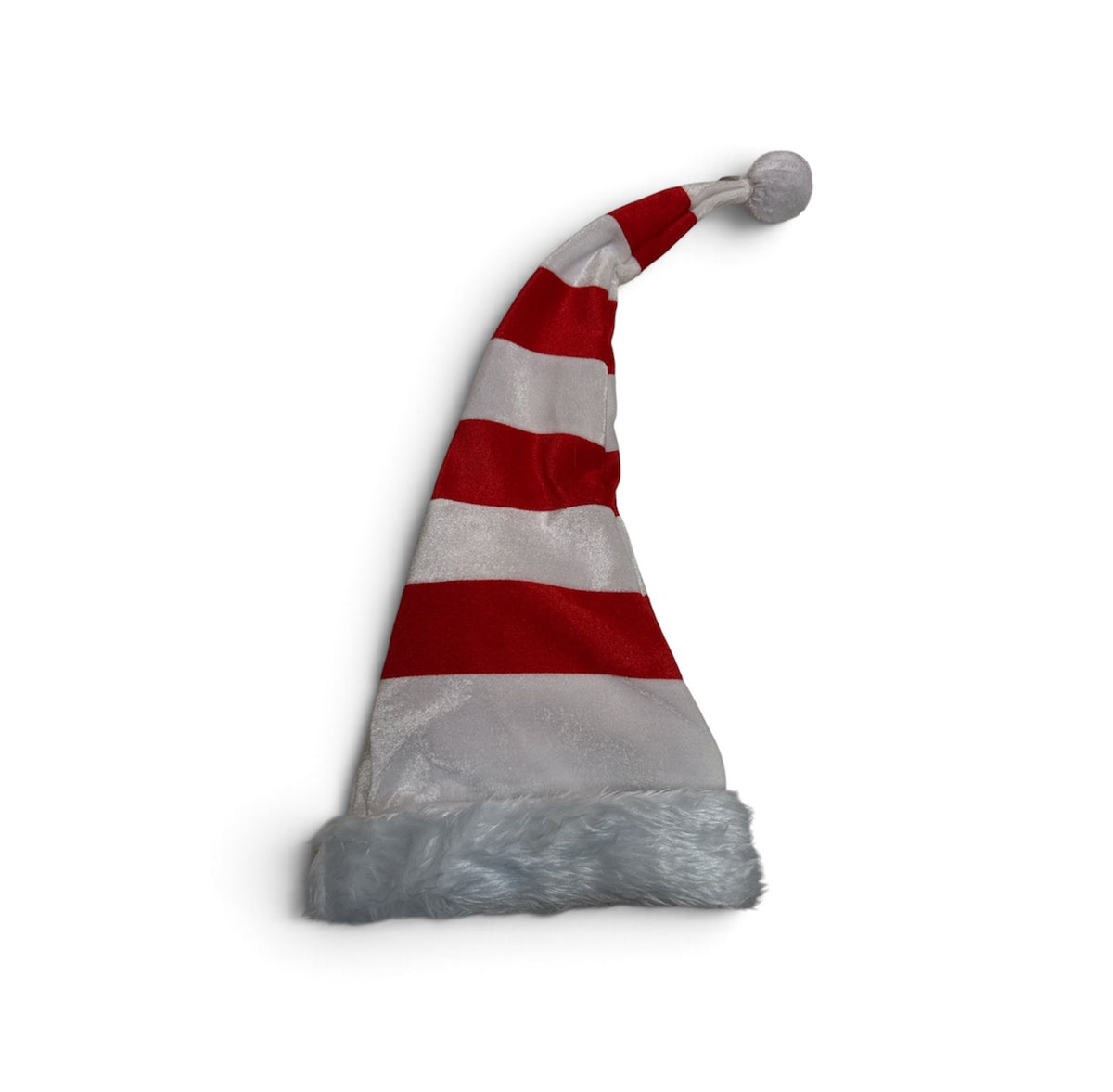Red & White Striped Flashing Ball Santa Hat