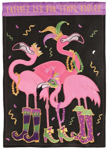 13" x 18" Mardi Gras Flamingo Flag