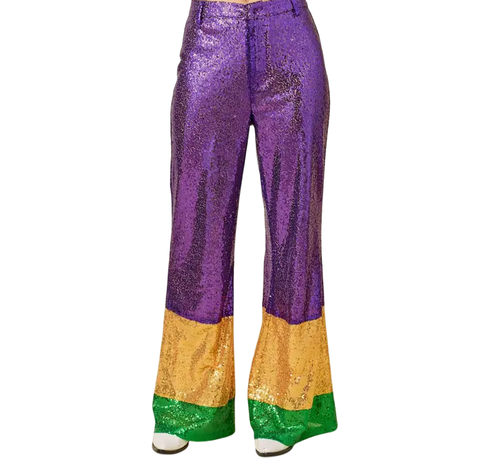 Mardi Gras Sequin Wide Pants