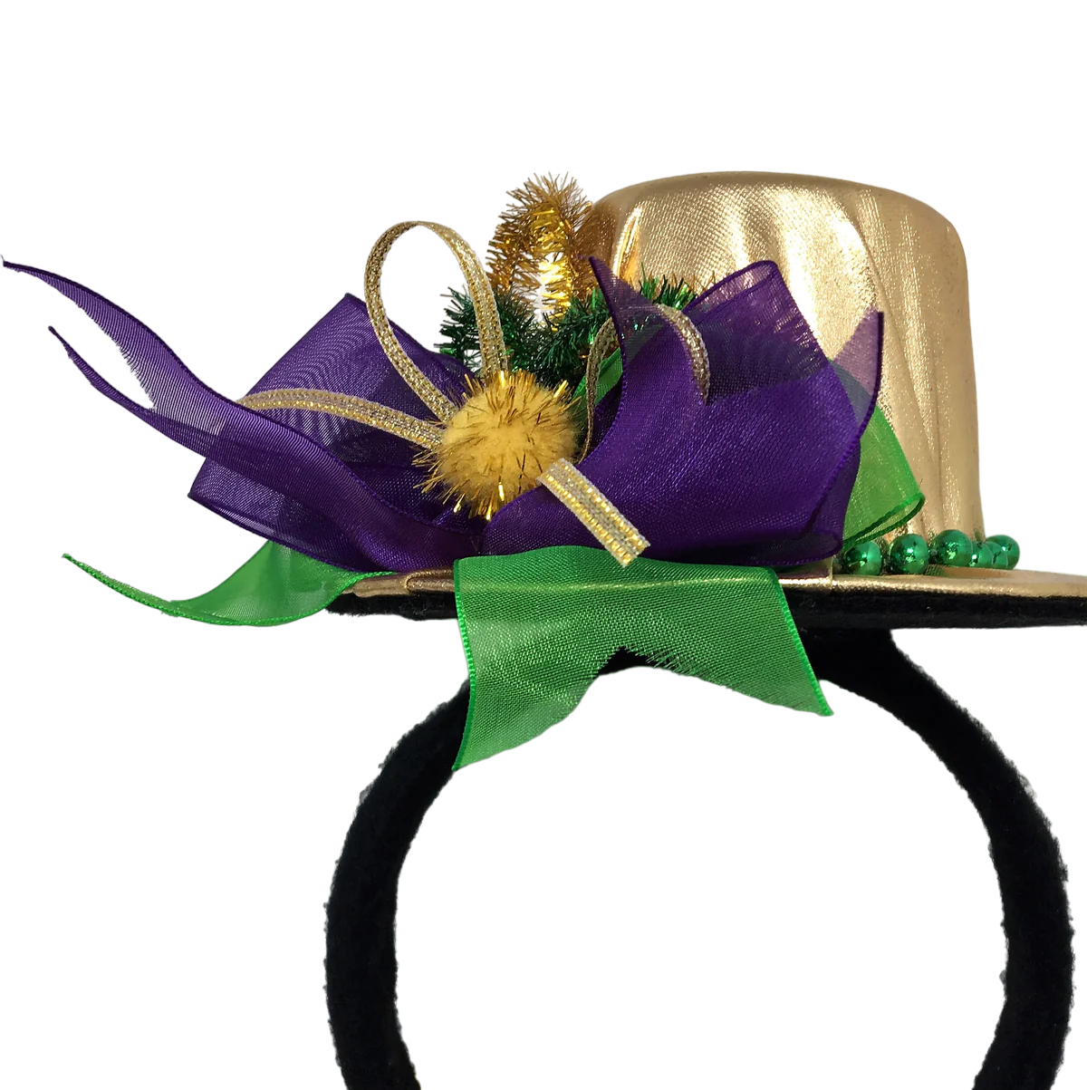 Gold Mardi Gras Top Hat Headband
