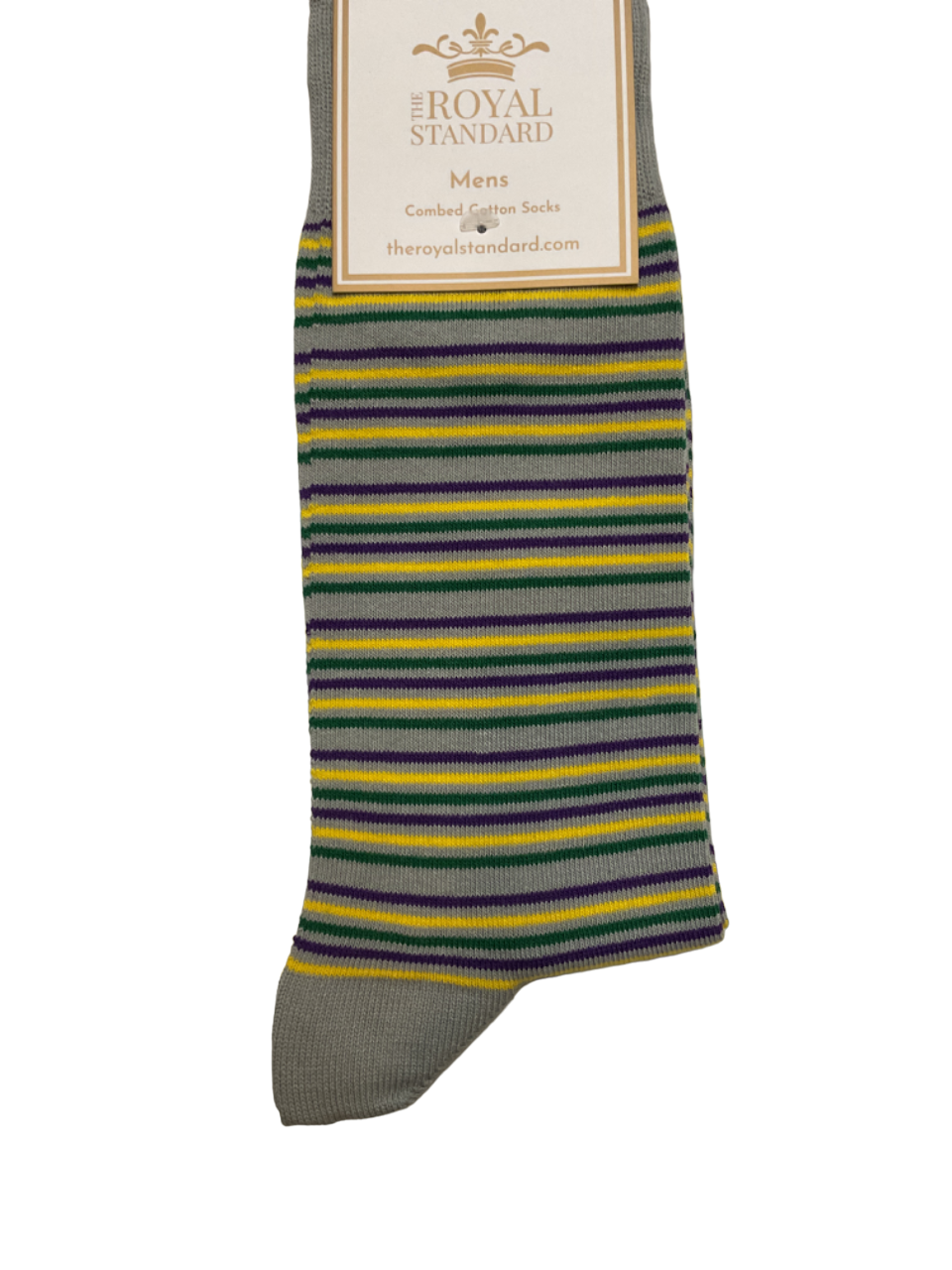 Men's Mardi Gras Stripe Gray Socks
