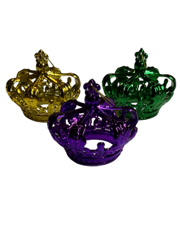 3" Purple, Green and Gold Crown Ornament 1dz