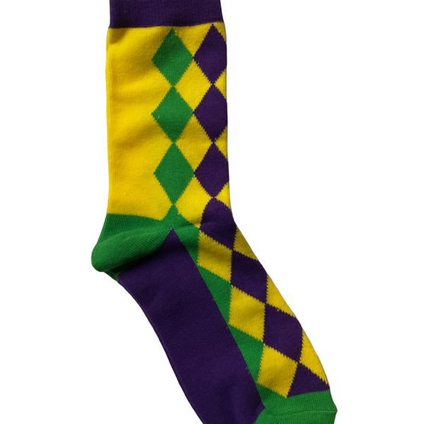 Purple, Green and Gold Diamond Socks