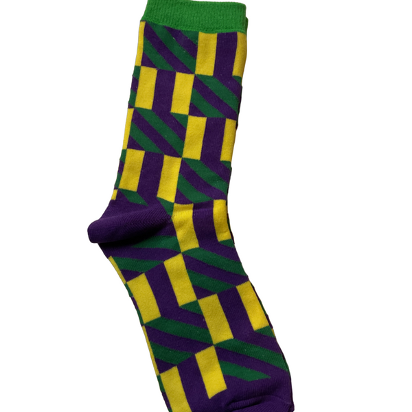 Purple, Green and Gold Square Socks