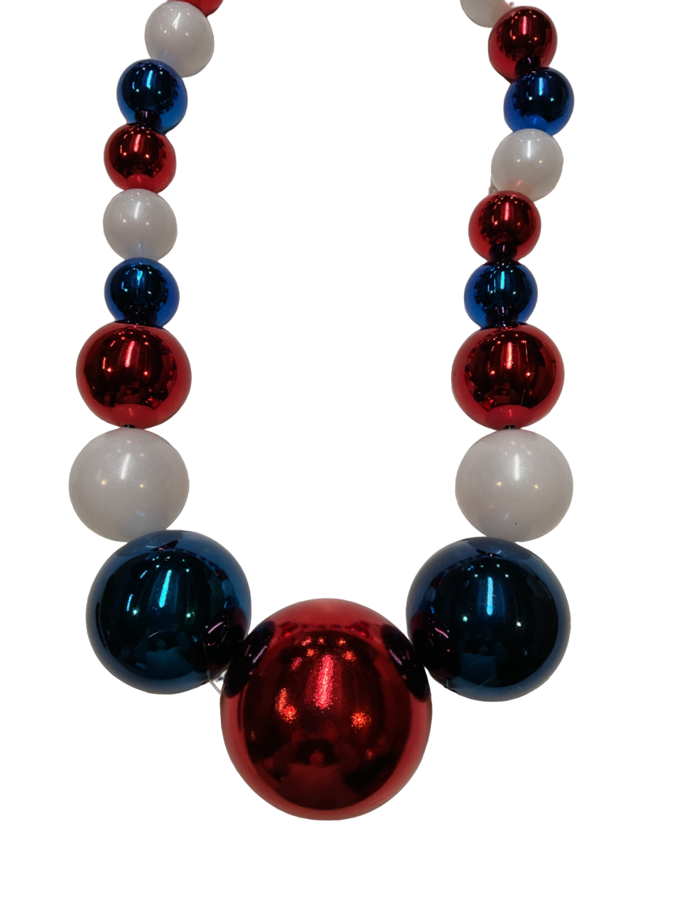 48" 40mm-100mm Red, White, and Blue Bead