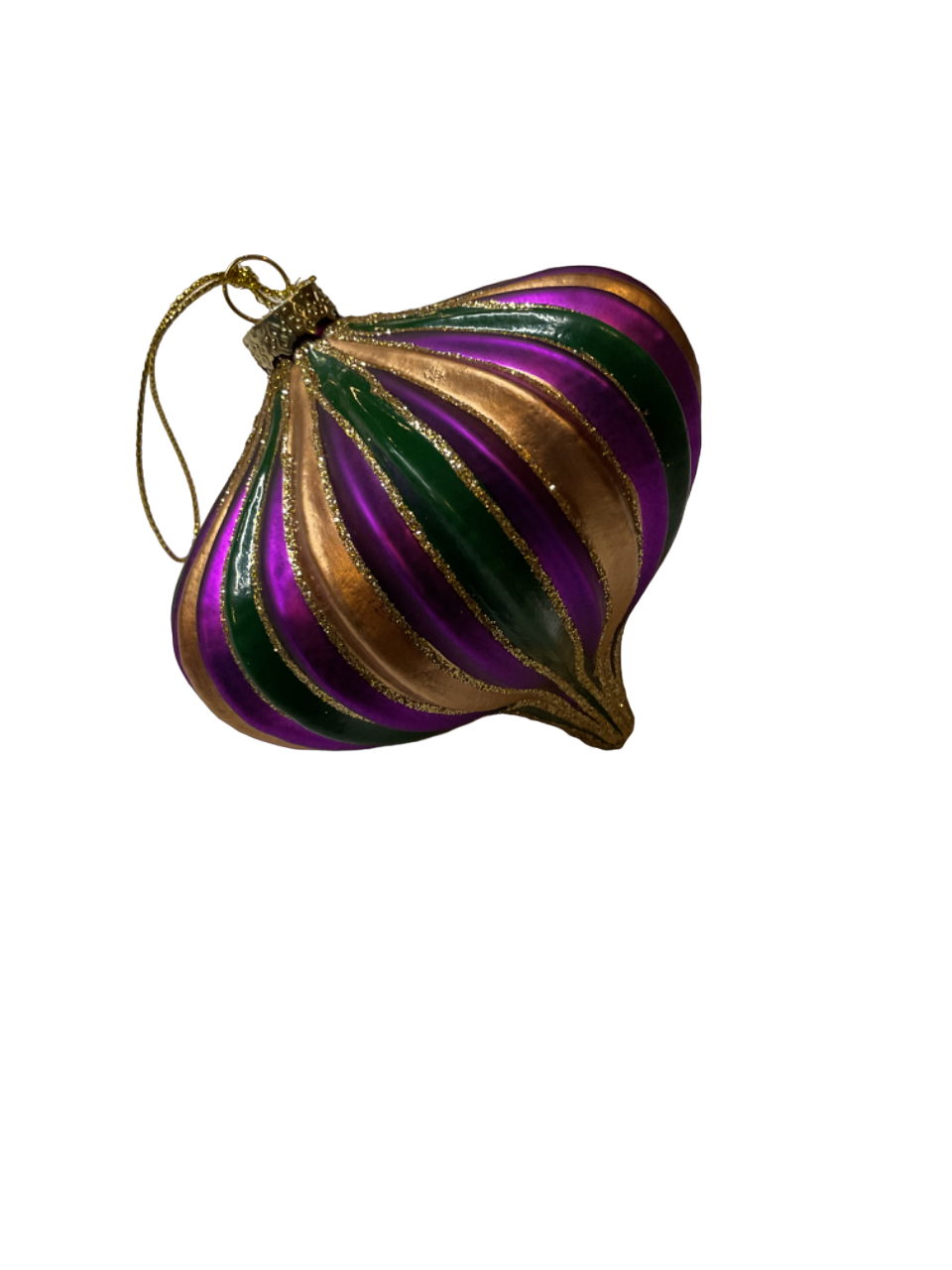 Purple, Green and Gold Onion Stripe Ornament