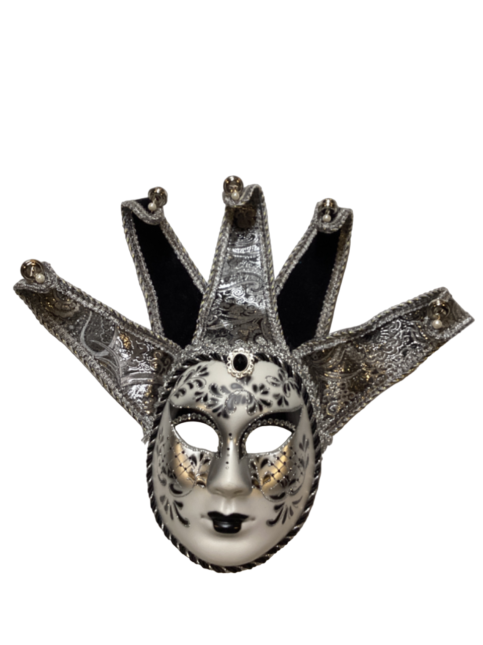 Silver Jester Head Face Mask