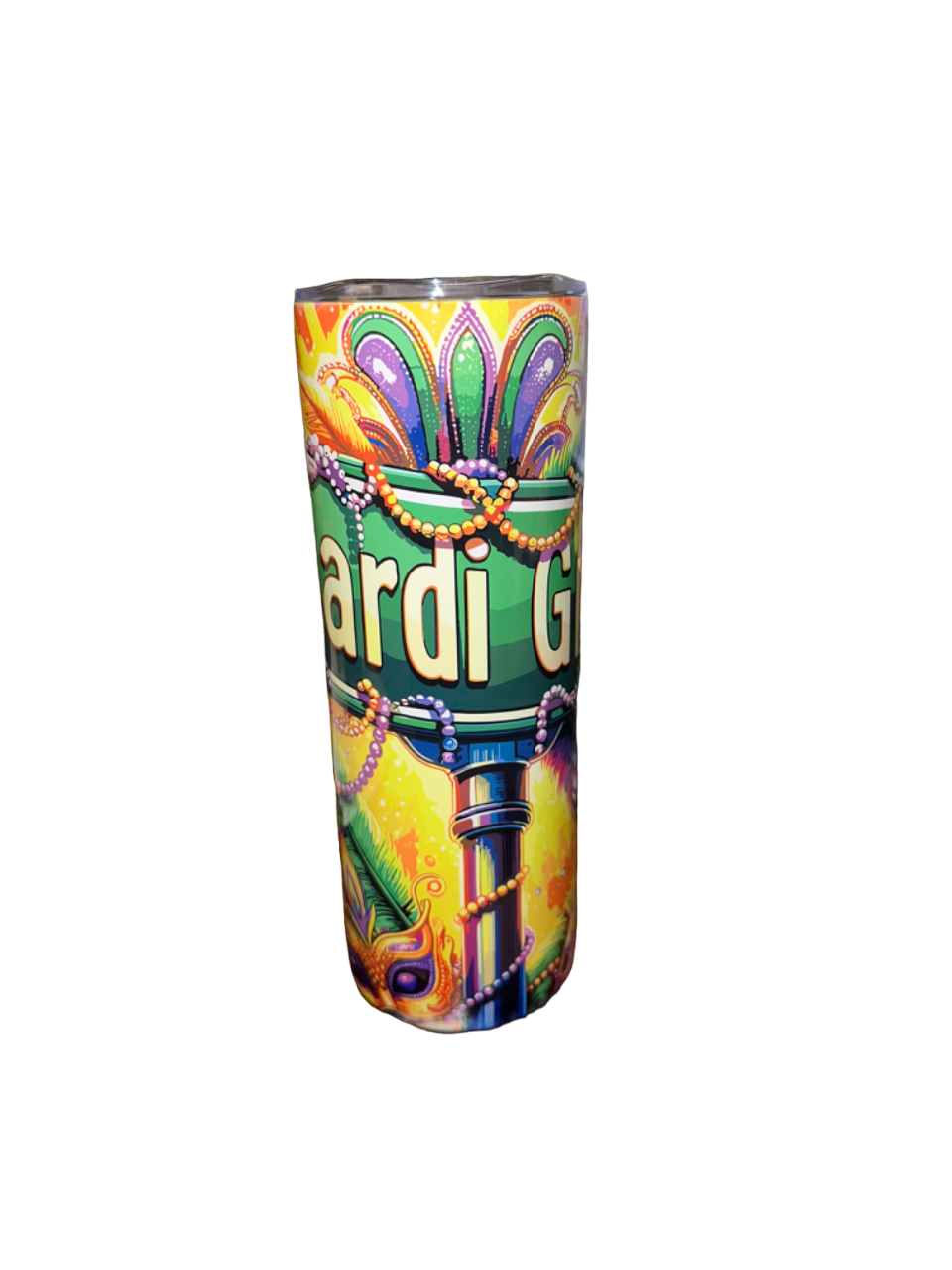 20oz Mardi Gras Tumbler W/ Straw and Straw Brush