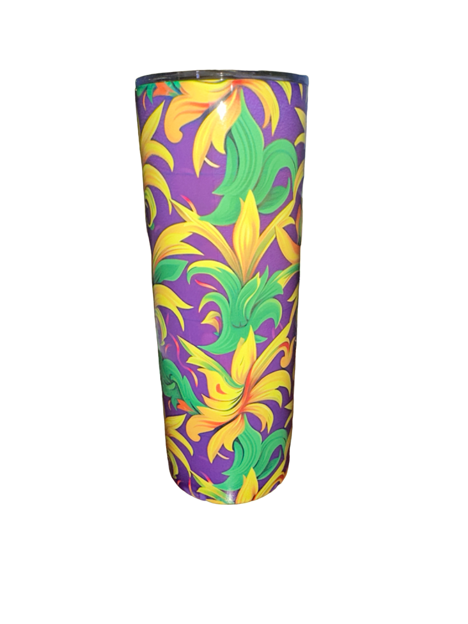 20oz Mardi Gras Tumbler W/ Straw and Straw Brush