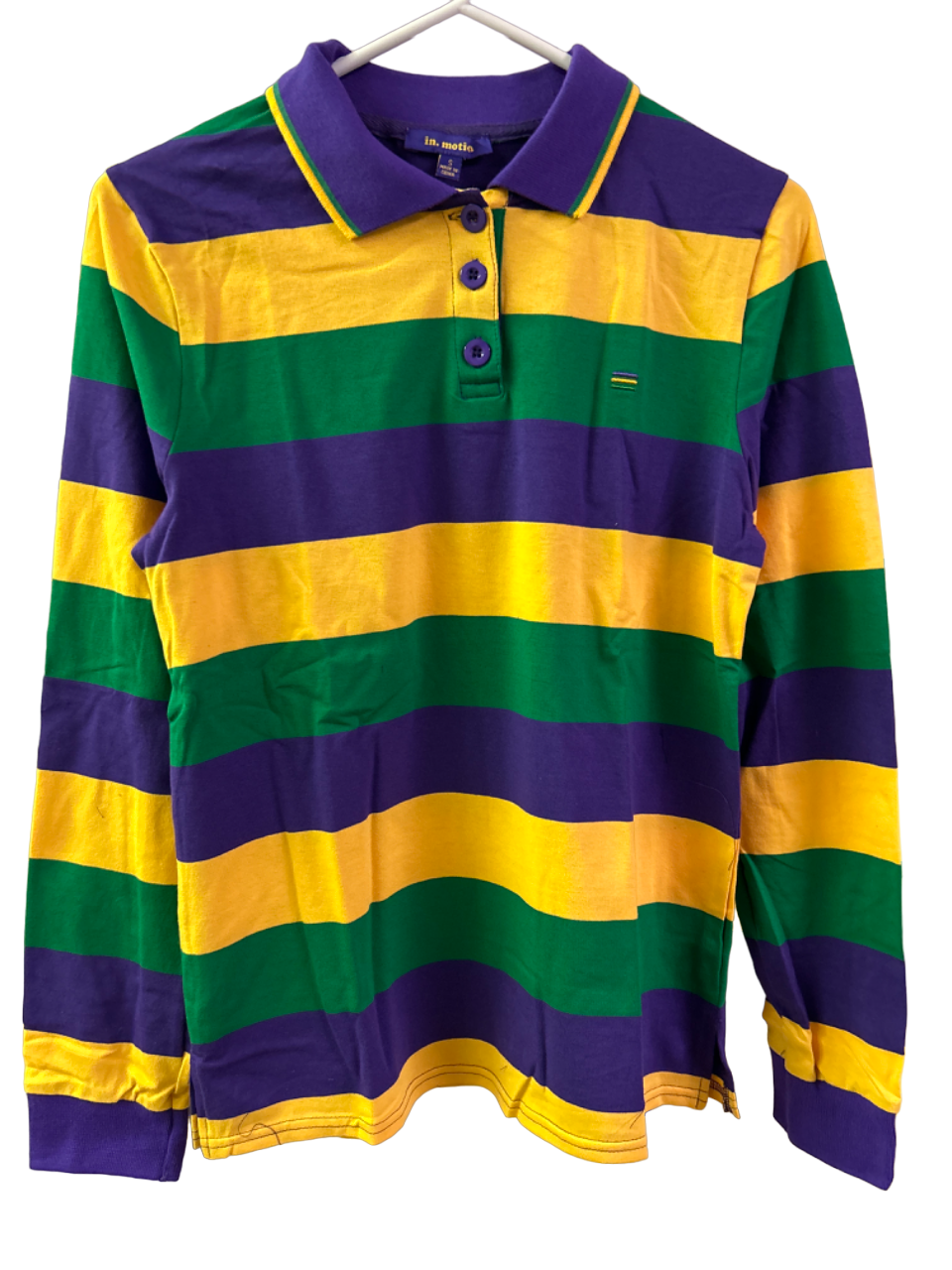 Purple, Green and Gold Lady's long sleeve Polo