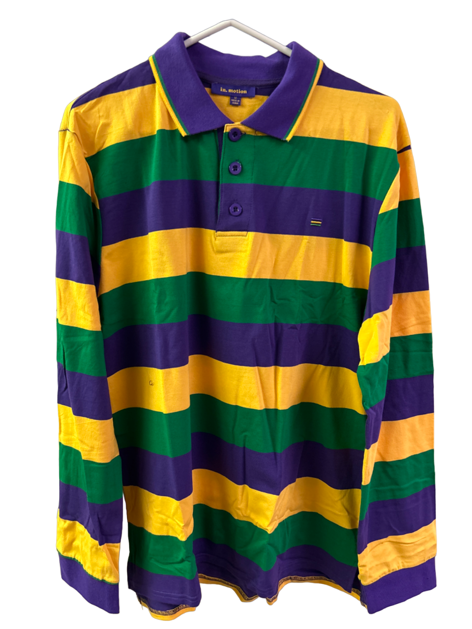 Purple, Green and Gold Long Sleeve Men's Polo