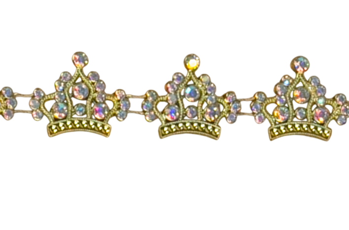 1.25" x 1" Plastic Crown W/ Rhinestone Trimming 5yds