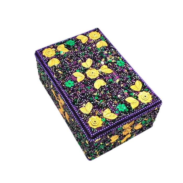4" x 6" x 2.4" Purple Palm Leaves Box
