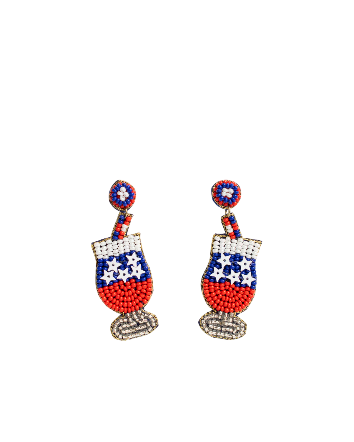 2.25" USA Beaded Cocktail Earrings