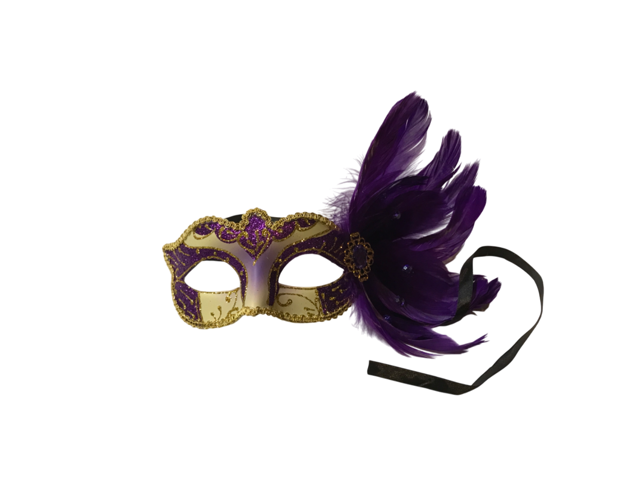 12" x 3" Purple Mask W/ Purple Side Feathers