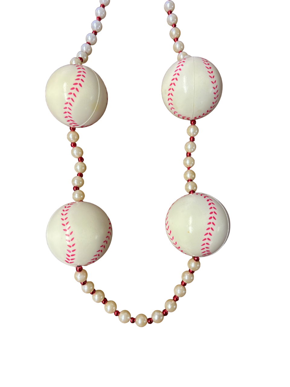 40" 12mm Pearl Rubber Baseball Bead