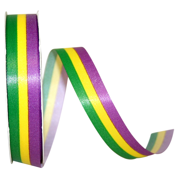 5/8" x 25yds Purple, Green, & Gold Striped Supreme Ribbon