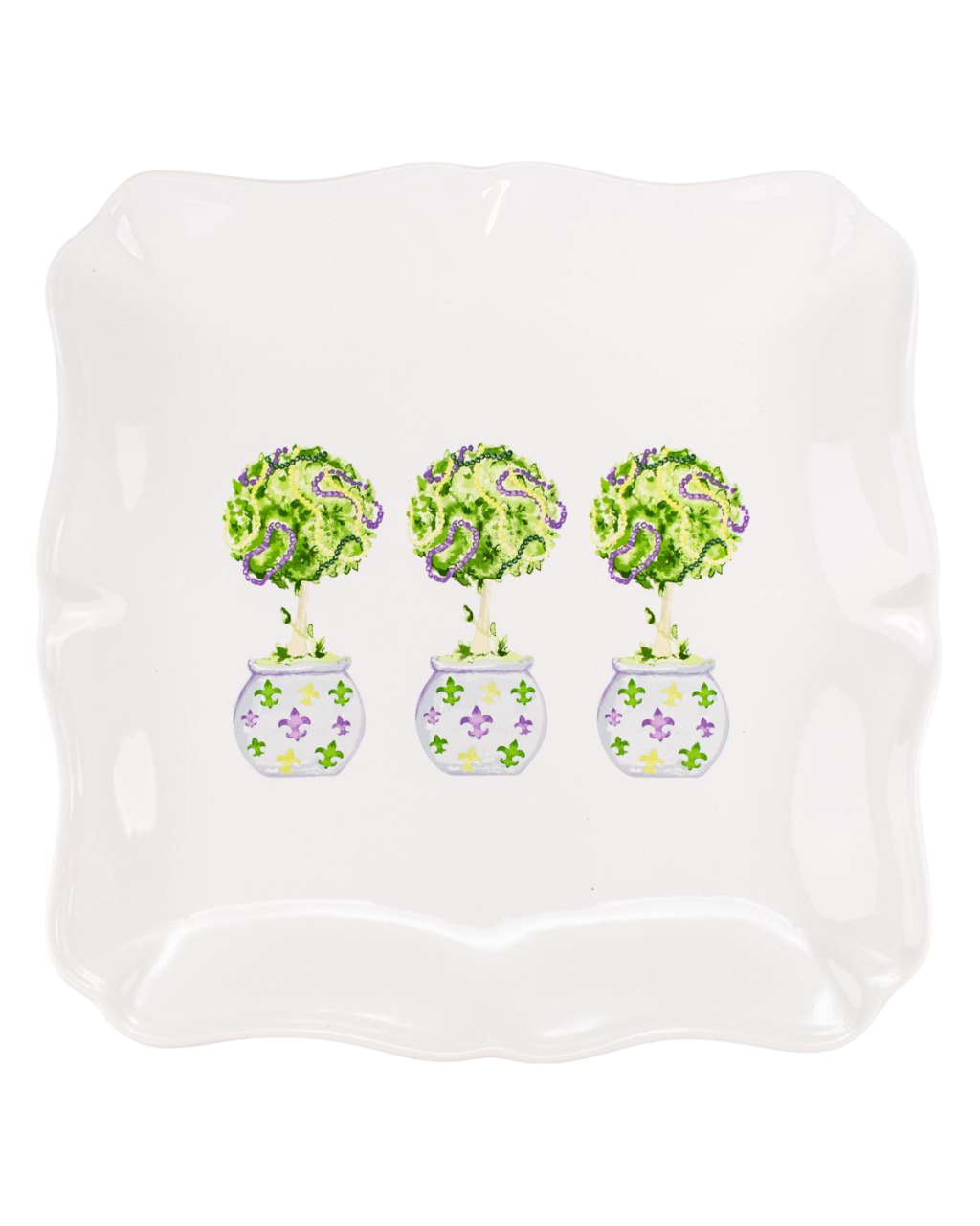 11.5" x 11.5" Mardi Gras Topiary Square Platter