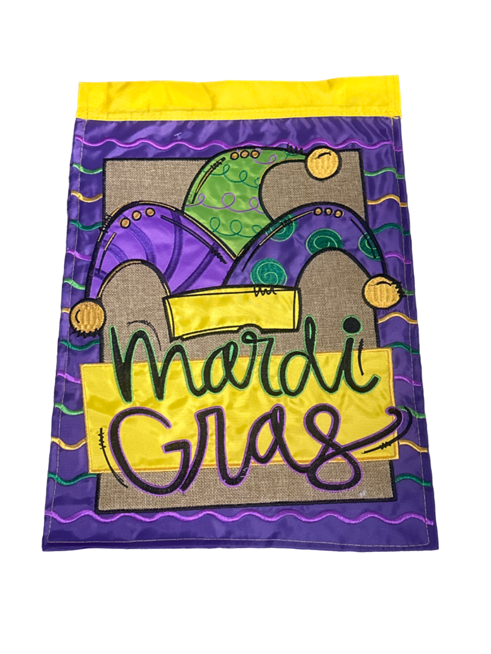 13" x 18" Mardi Gras Jester Hat Flag