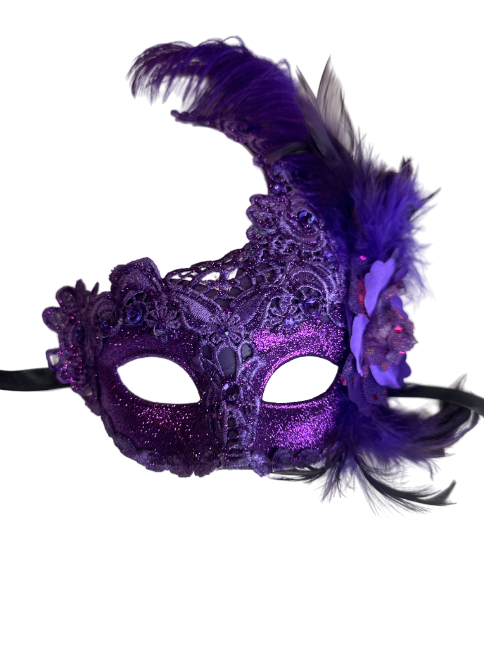 Purple Lace Feather Mask