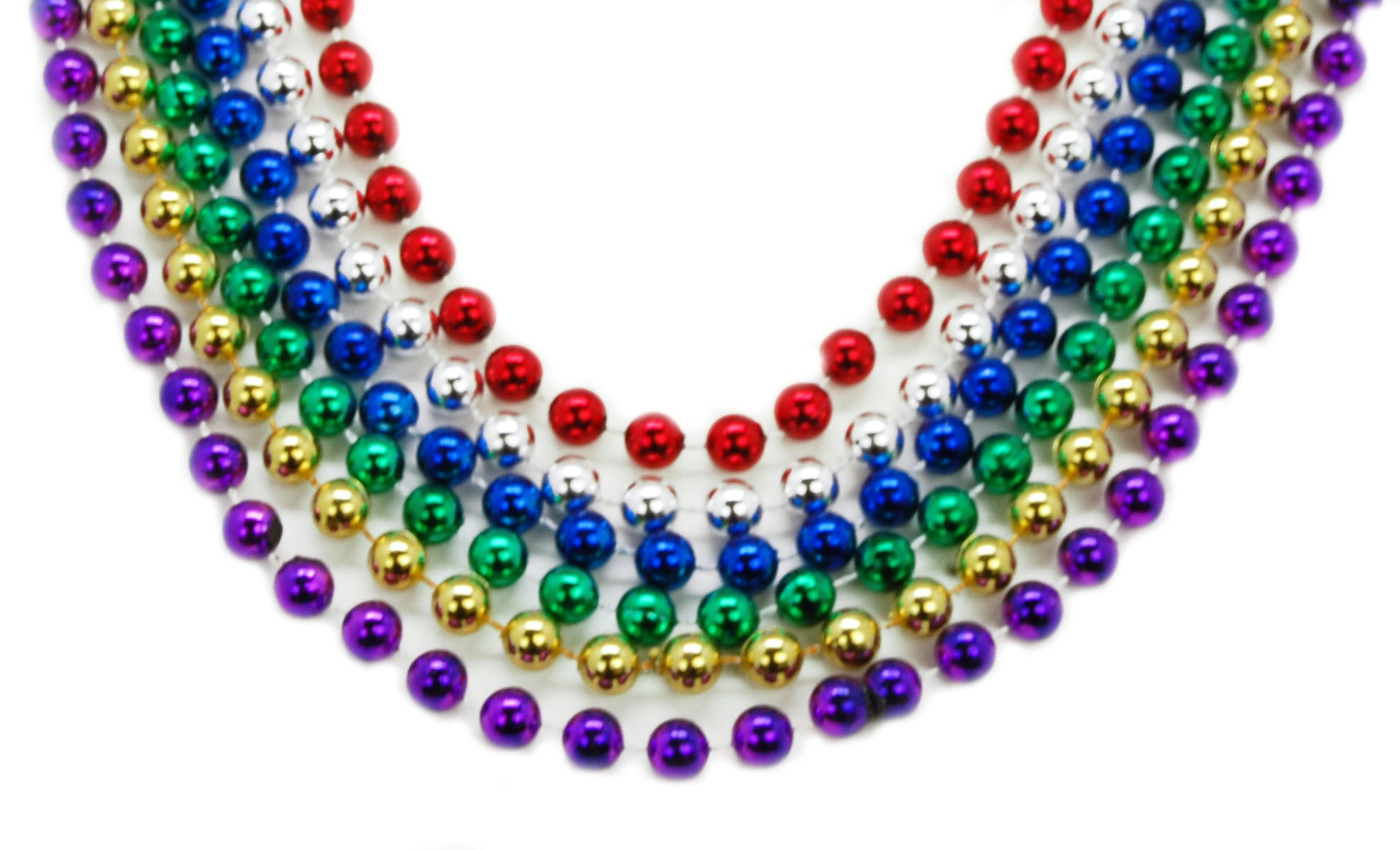 31 Hand-Strung Glass Mardi Gras Beads (12) [MG19-100
