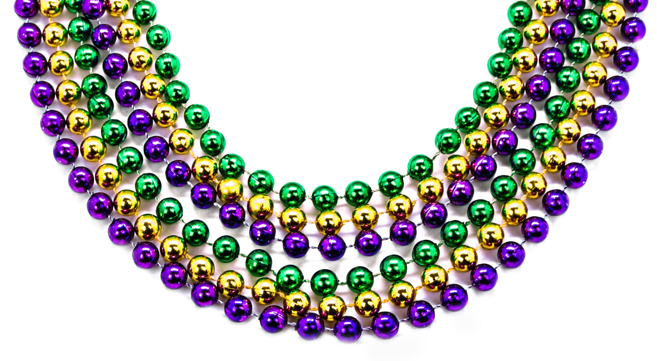 40" 10mm Round Beads Purple, Green, and Gold