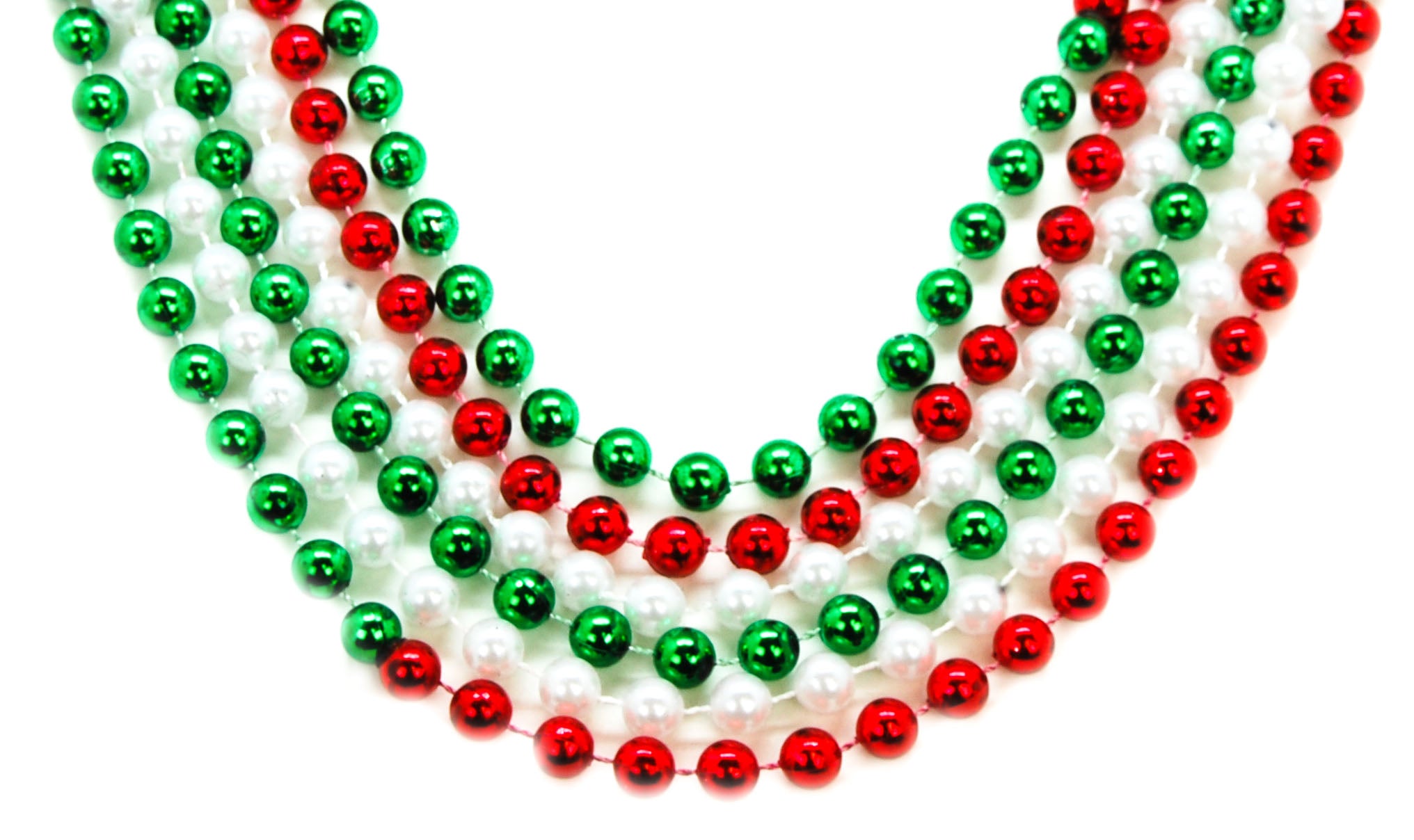 40" 10mm Round Beads Red, Green, and White Sectional