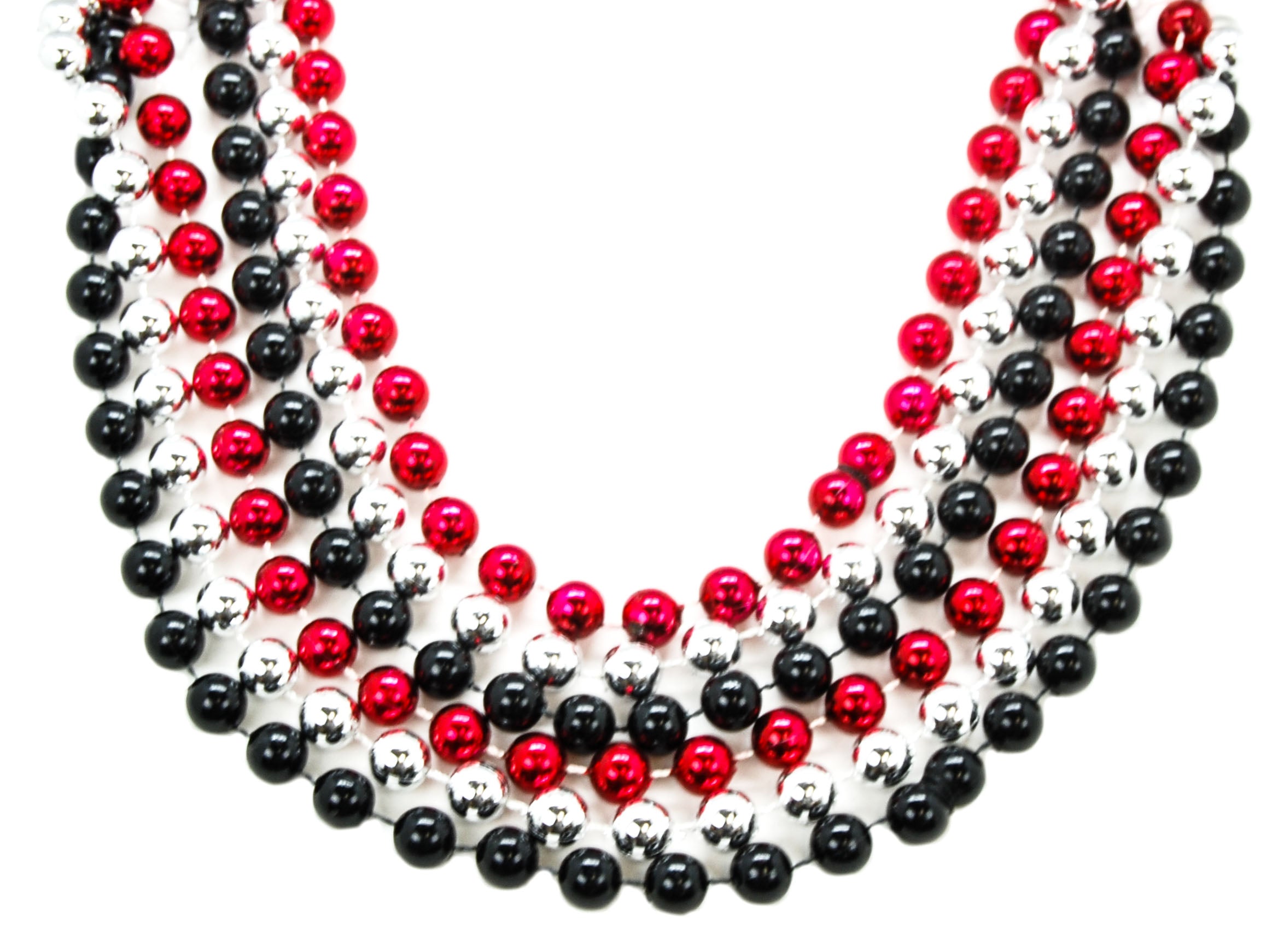 40' 12mm Round Beads Red Black and Silver