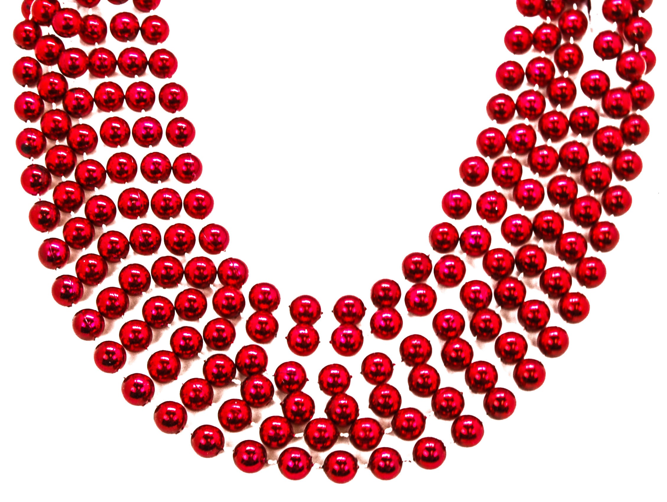 48" 12mm Round Beads Red