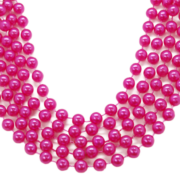 48 16mm Round Metallic Hot Pink Mardi Gras Beads