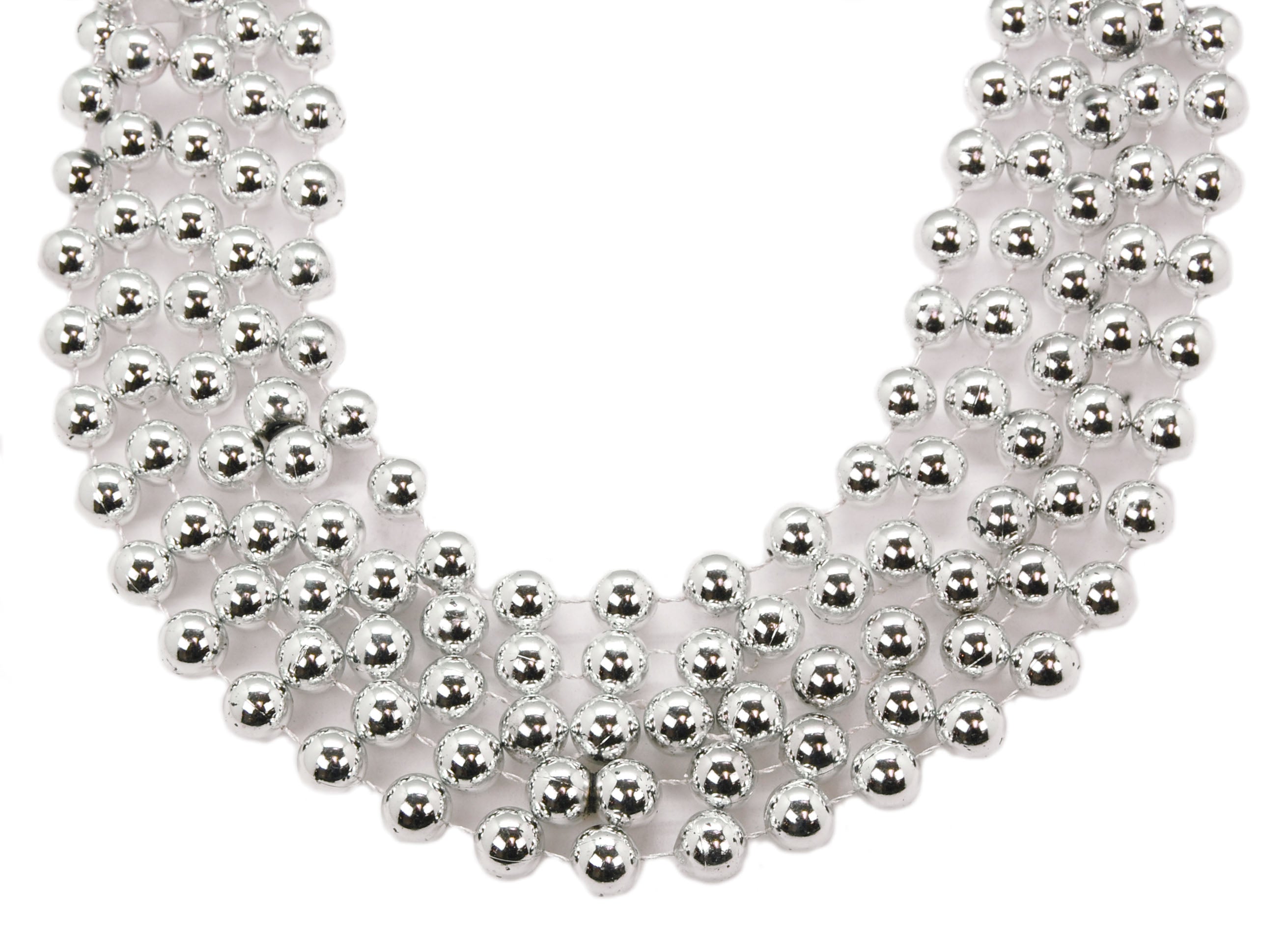 60" 14mm Round Beads Silver
