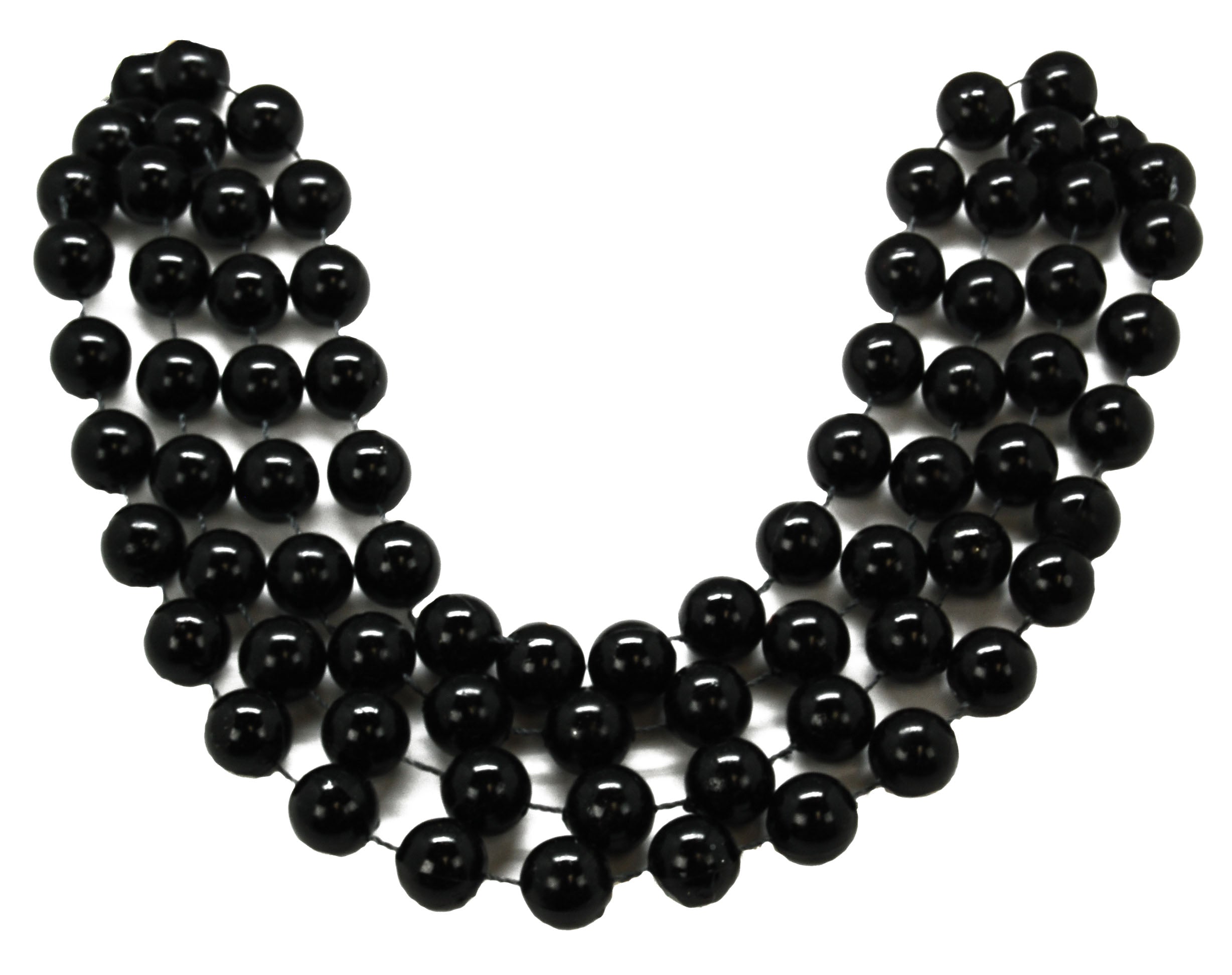 48" 18mm Round Beads Black