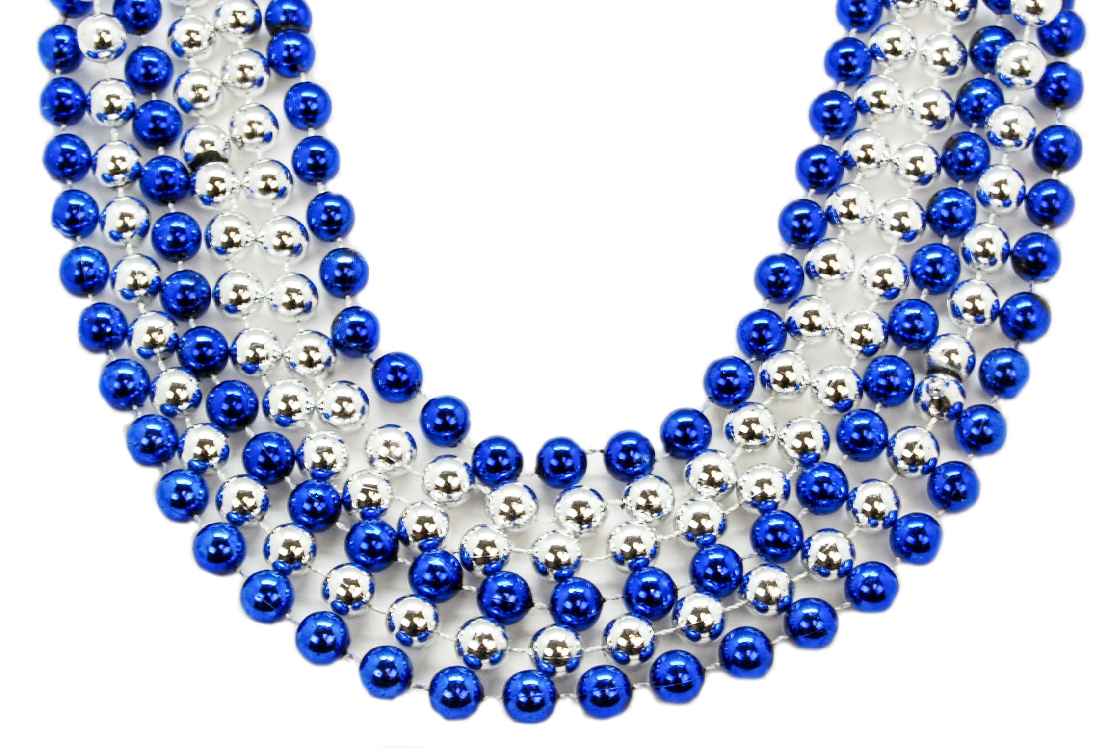 40' 12mm Round Beads Blue and Silver